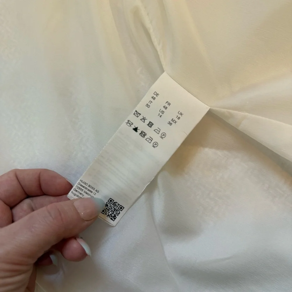 Hugo Boss BOSS White Cream Striped Tweed Blazer Womens Office Wear Womens Sz 14 - Picture 10 of 10